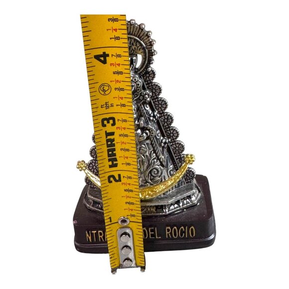 Ntra Sra Del Rocio Religious Figurine Statue 4.25" Tall Silver Tone Miniature - Picture 6 of 8